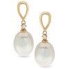 Thumbnail Image 0 of Previously Owned - 8.0 - 9.0mm Oval Cultured Freshwater Pearl and Diamond Accent Loop Drop Earrings in 14K Gold