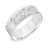 Thumbnail Image 2 of Previously Owned - Men's 7.5mm Comfort-Fit Brushed Hammered Wedding Band in 14K White Gold