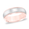Thumbnail Image 1 of Previously Owned - 6.5mm Comfort-Fit Brushed center Milgrain-Edge Wedding Band in 14K Two-Tone Gold