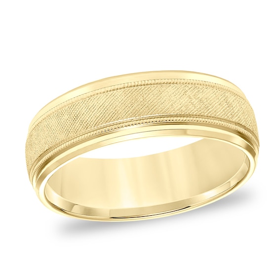Previously Owned - 7.0mm Comfort-Fit Florentine Milgrain Wedding Band in 14K Gold