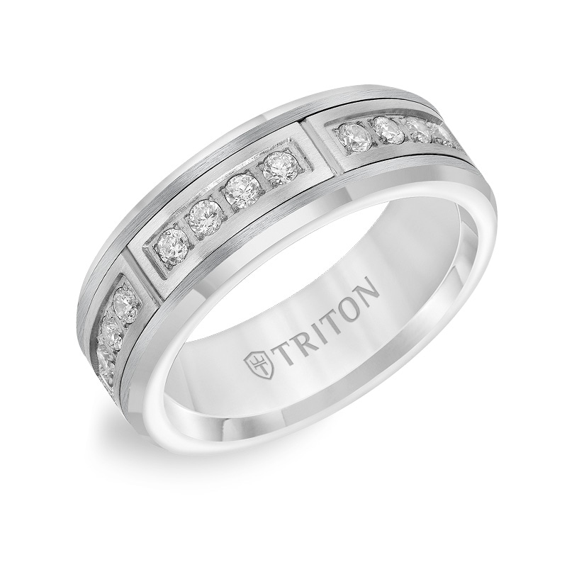 Main Image 2 of Previously Owned - Triton 3/8 CT. T.W. Diamond Wedding Band in Tungsten