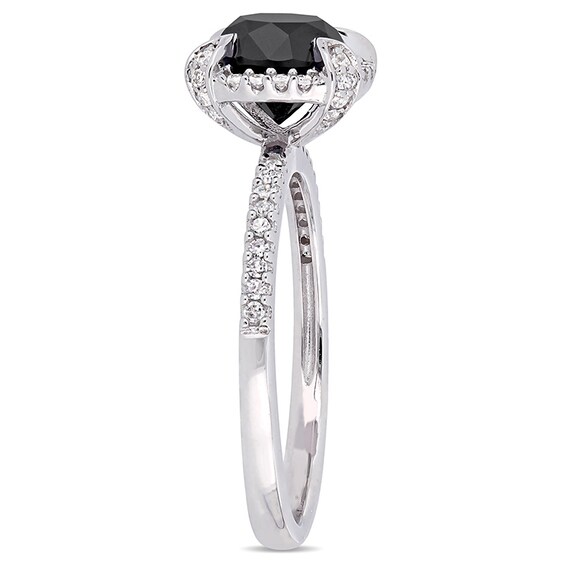 Previously Owned - 2 CT. T.w. Black and White Diamond Frame Engagement Ring in 10K White Gold