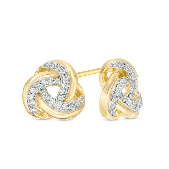 Previously Owned - 1/6 CT. T.w. Diamond Love Knot Stud Earrings in 10K Gold