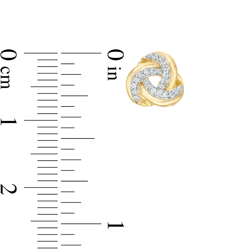 Main Image 2 of Previously Owned - 1/6 CT. T.W. Diamond Love Knot Stud Earrings in 10K Gold