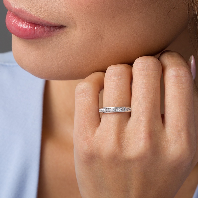 Main Image 2 of Previously Owned - 1/2 CT. T.W. Diamond Wedding Band in 10K White Gold