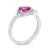 Thumbnail Image 2 of Previously Owned - Pear-Shaped Lab-Created Pink and White Sapphire Sleeping Cat Ring in Sterling Silver