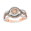 Thumbnail Image 1 of Previously Owned - 7/8 CT. T.W.  Champagne and White Diamond Bypass Frame Engagement Ring in 10K Rose Gold