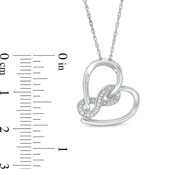 Previously Owned - 1/20 CT. T.w. Diamond Infinity Wrapped Tilted Heart Pendant in Sterling Silver