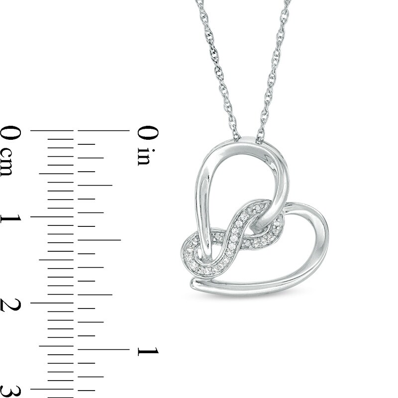 Main Image 2 of Previously Owned - 1/20 CT. T.W. Diamond Infinity Wrapped Tilted Heart Pendant in Sterling Silver