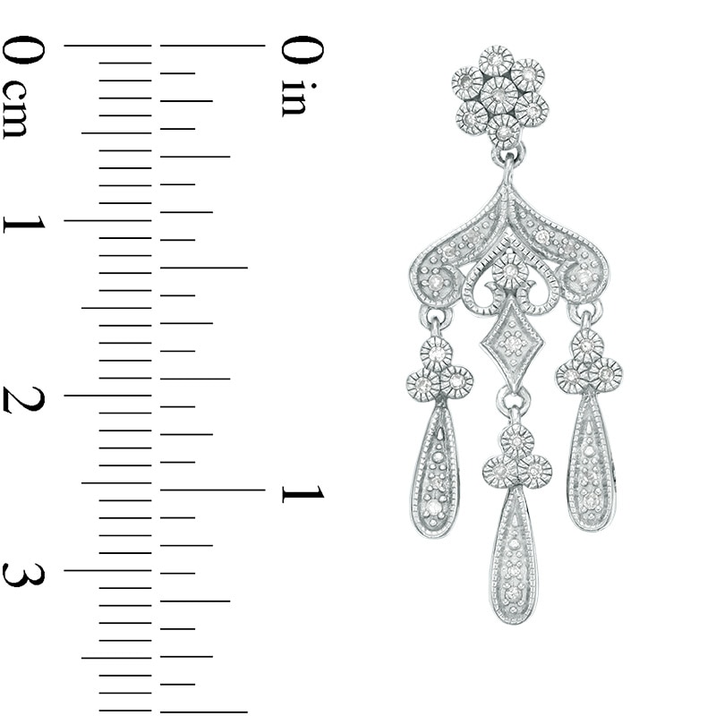 Main Image 3 of Previously Owned - 1/5 CT. T.W. Diamond Vintage-Style Chandelier Drop Earrings in Sterling Silver