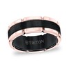 Thumbnail Image 1 of Previously Owned - Triton 8.0mm Comfort-Fit Brushed Brick Pattern Band in Rose-Toned Tungsten with Black PVD