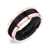 Thumbnail Image 2 of Previously Owned - Triton 8.0mm Comfort-Fit Brushed Brick Pattern Band in Rose-Toned Tungsten with Black PVD