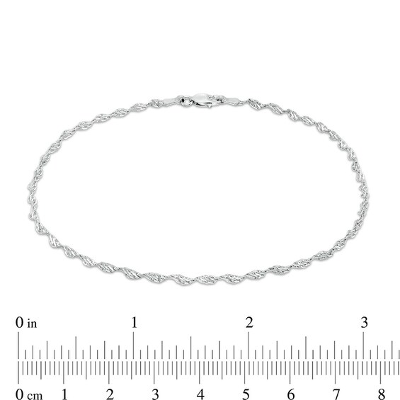 Previously Owned - 2.1mm Dorica Singapore Chain Anklet in 14K White Gold - 10"