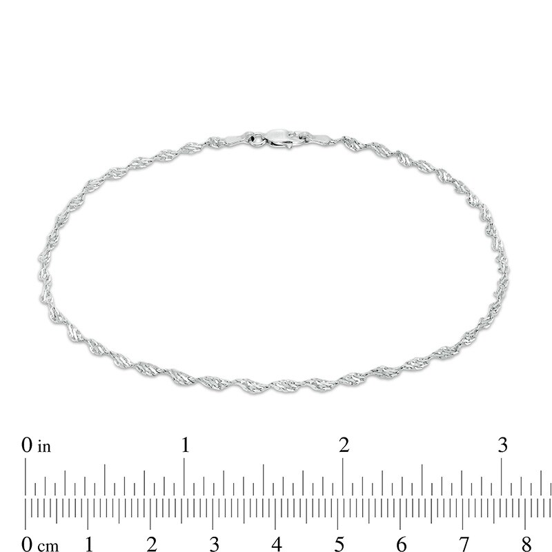 Main Image 4 of Previously Owned - 2.1mm Dorica Singapore Chain Anklet in 14K White Gold - 10&quot;