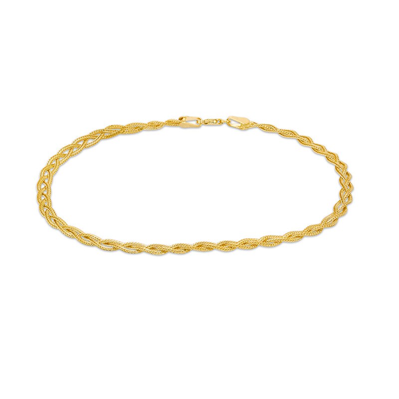 Main Image 1 of Previously Owned - Braided Foxtail Anklet in 14K Gold - 10&quot;