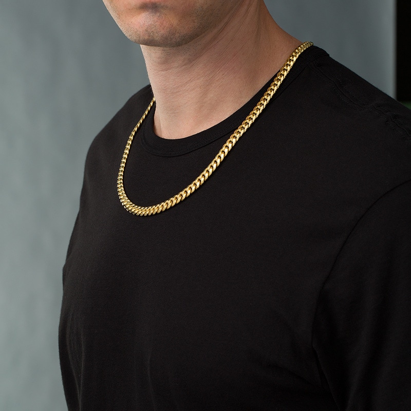 Main Image 3 of Previously Owned - Men's 7.4mm Cuban Curb Chain Necklace in 10K Gold - 22"
