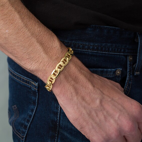 Previously Owned - Men's 10.3mm Mariner Link Chain Bracelet in 10K Gold - 9"