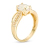 Thumbnail Image 3 of Previously Owned - Oval Lab-Created Opal and White Topaz Crossover Ring in Sterling Silver with 18K Gold Plate