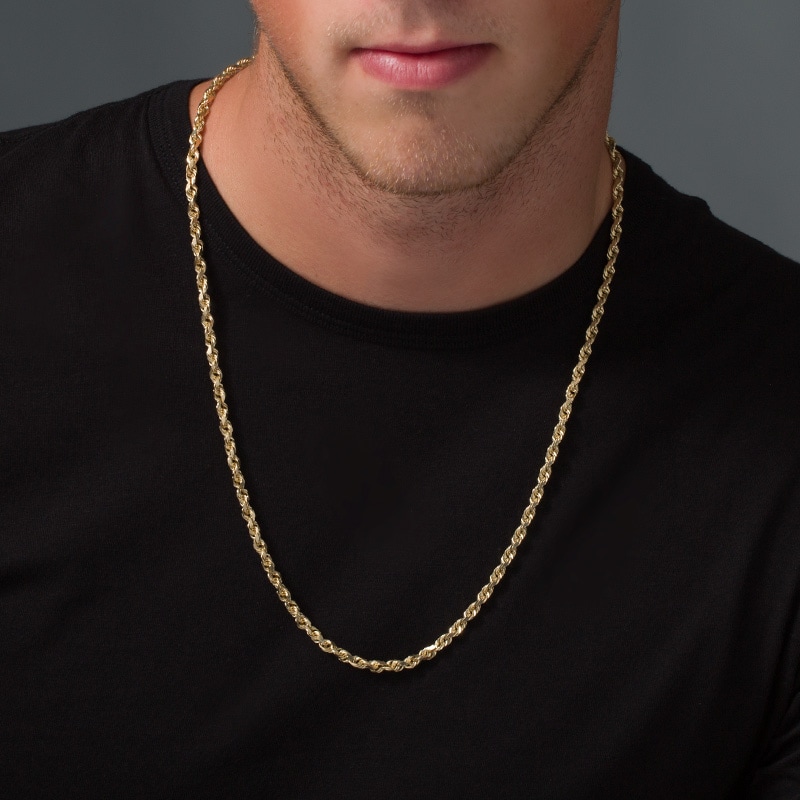 Main Image 2 of Previously Owned - Men's 4.5mm Rope Chain Necklace in 14K Gold - 24"
