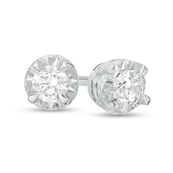 Previously Owned - 1/6 CT. T.w. Diamond Solitaire Stud Earrings in Sterling Silver