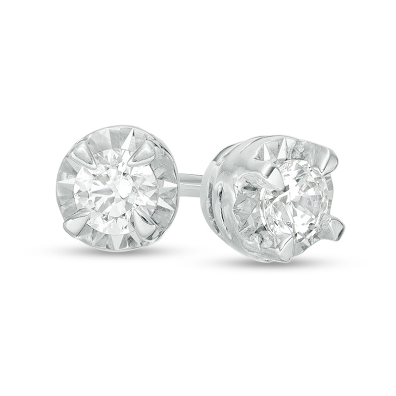 Main Image 1 of Previously Owned - 1/6 CT. T.W. Diamond Solitaire Stud Earrings in Sterling Silver