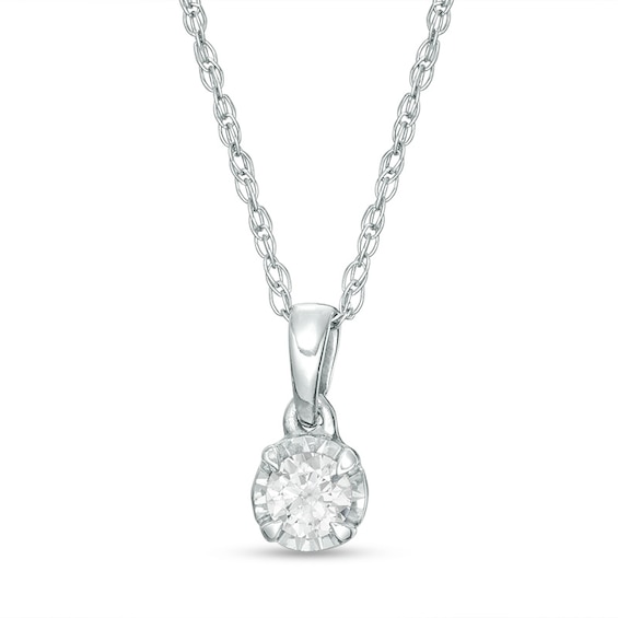 Previously Owned - 1/10 CT. Diamond Miracle Solitaire Pendant in Sterling Silver