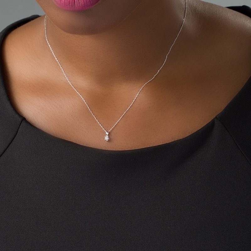 Main Image 2 of Previously Owned - 1/10 CT. Diamond Miracle Solitaire Pendant in Sterling Silver