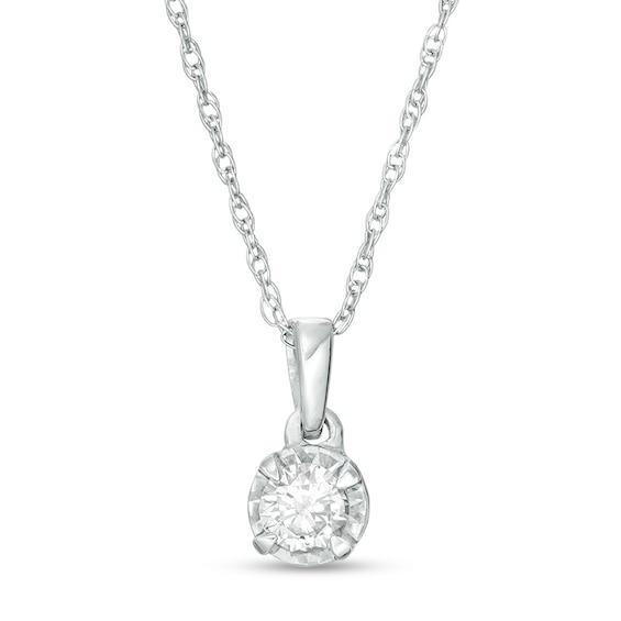 Previously Owned - 1/6 CT. Diamond Solitaire Pendant in Sterling Silver