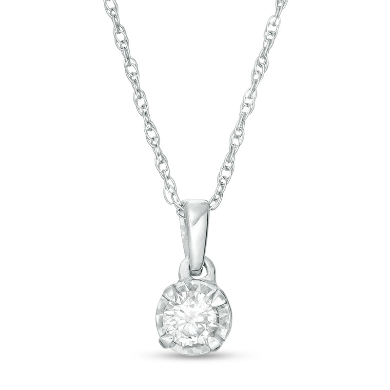 Main Image 1 of Previously Owned - 1/6 CT. Diamond Solitaire Pendant in Sterling Silver