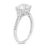Thumbnail Image 3 of Previously Owned - White Lab-Created Sapphire and 1/20 CT. T.W. Diamond Tri-Sides Engagement Ring in 10K White Gold
