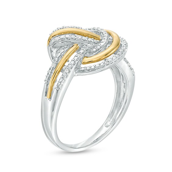 Previously Owned - 1/5 CT. T.w. Diamond Love Knot Four Piece Set in Sterling Silver with 10K Gold Plate