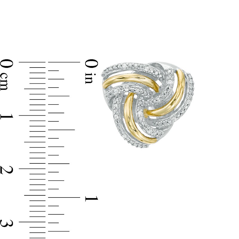 Main Image 4 of Previously Owned - 1/5 CT. T.W. Diamond Love Knot Four Piece Set in Sterling Silver with 10K Gold Plate