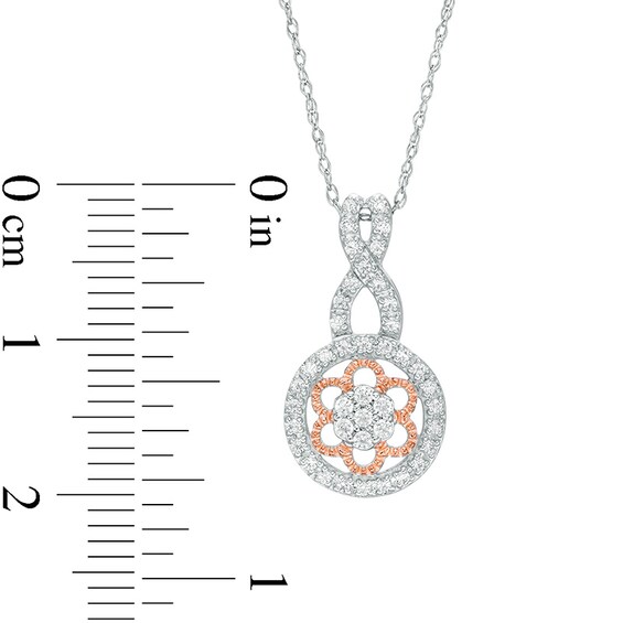 Previously Owned - 3/4 CT. T.w. Multi-Diamond Flower Three Piece Set in Sterling Silver with 10K Rose Gold Plate
