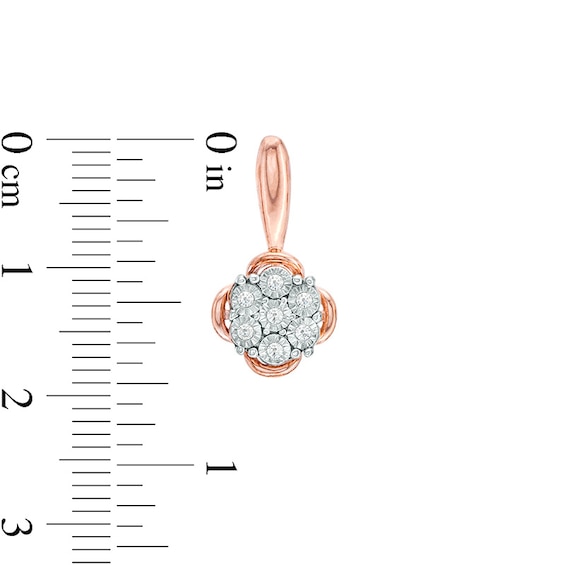 Previously Owned - 1/4 CT. T.w. Diamond Bypass Flower Ring and Earrings Set in Sterling Silver with 10K Rose Gold Plate