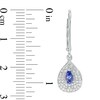 Thumbnail Image 2 of Previously Owned - Pear-Shaped Tanzanite and 1/4 CT. T.W. Diamond Double Frame Concave Drop Earrings in Sterling Silver
