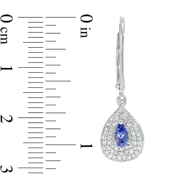 Previously Owned - Pear-Shaped Tanzanite and 1/4 CT. T.w. Diamond Double Frame Concave Drop Earrings in Sterling Silver