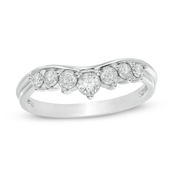 Previously Owned - 1/2 CT. T.w. Diamond Contour Wedding Band in 10K White Gold