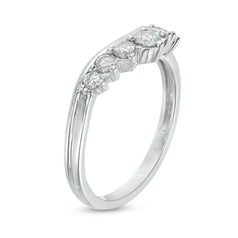 Main Image 3 of Previously Owned - 1/2 CT. T.W. Diamond Contour Wedding Band in 10K White Gold