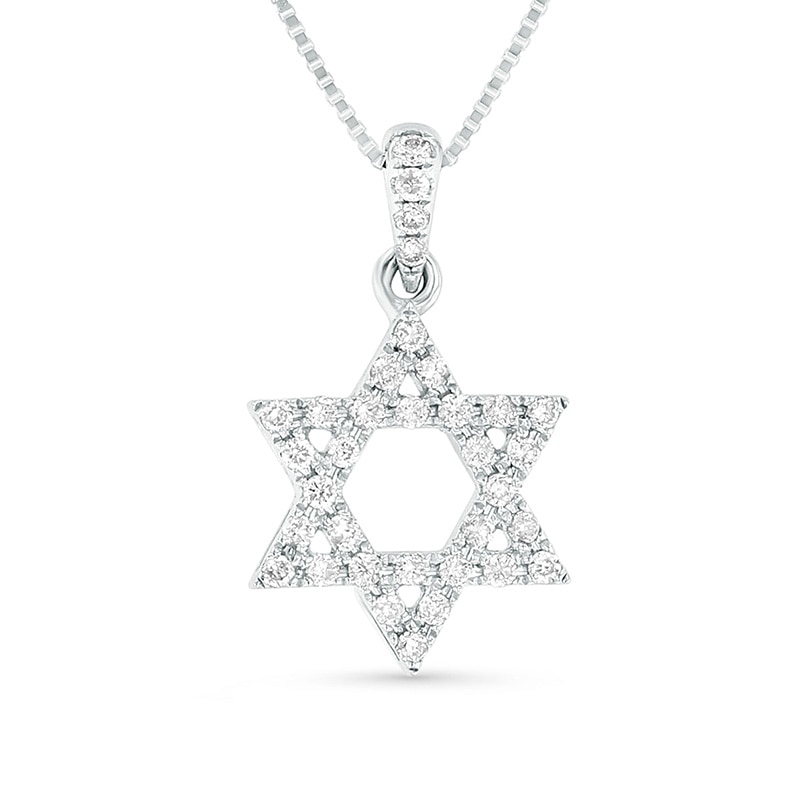 Main Image 1 of Previously Owned - 1/6 CT. T.W. Diamond Star of David Pendant in 18K White Gold