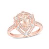 Thumbnail Image 1 of Previously Owned - Pear-Shaped Morganite and 1/3 CT. T.W. Diamond Double Frame Shield Ring in 10K Rose Gold