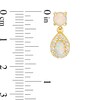 Thumbnail Image 2 of Previously Owned - Lab-Created Opal and White Topaz Frame Drop Earrings in Sterling Silver with 18K Gold Plate