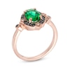 Thumbnail Image 2 of Previously Owned - Lab-Created Emerald and 1/15 CT. T.W. Black and White Diamond Vintage-Style Ring in 10K Rose Gold