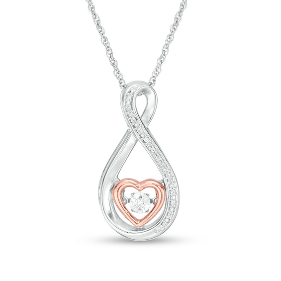 Previously Owned - Diamond Accent Infinity Heart Pendant in Sterling Silver with 14K Rose Gold Plate