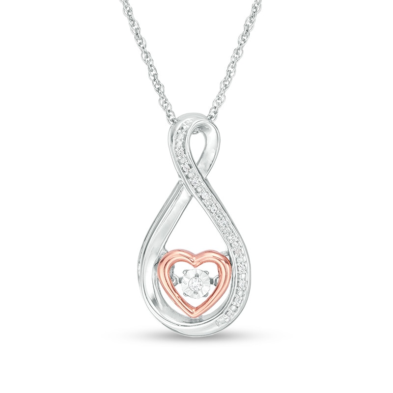 Main Image 1 of Previously Owned - Diamond Accent Infinity Heart Pendant in Sterling Silver with 14K Rose Gold Plate