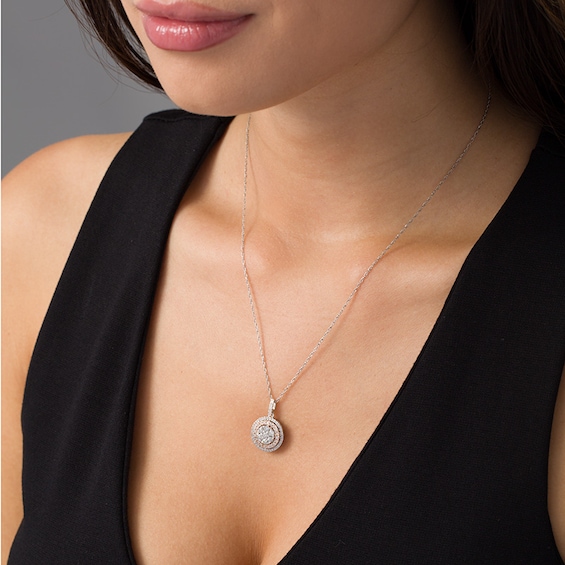 Previously Owned - 1 CT. T.w. Composite Diamond Double Frame Pendant in 10K Two-Tone Gold