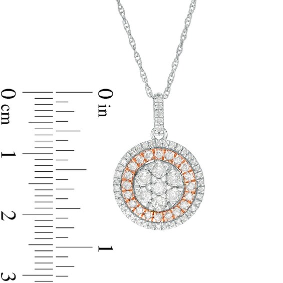 Previously Owned - 1 CT. T.w. Composite Diamond Double Frame Pendant in 10K Two-Tone Gold