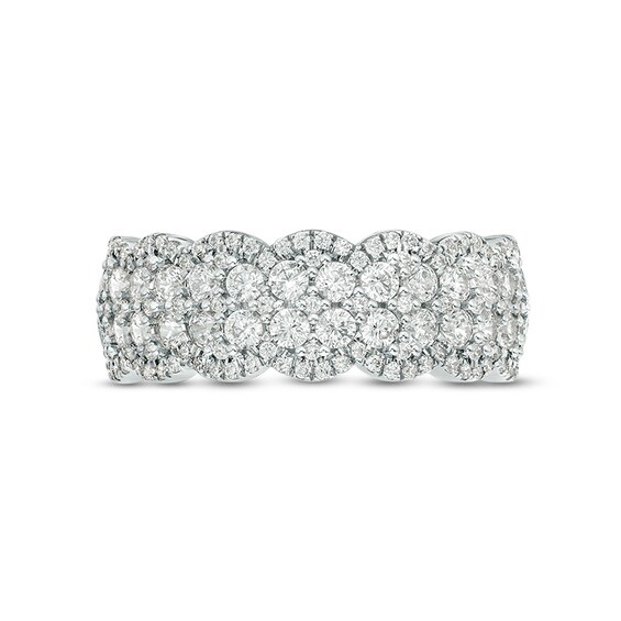 Previously Owned - 1 CT. T.w. Diamond Double Row Scallop-Edge Band in 10K White Gold