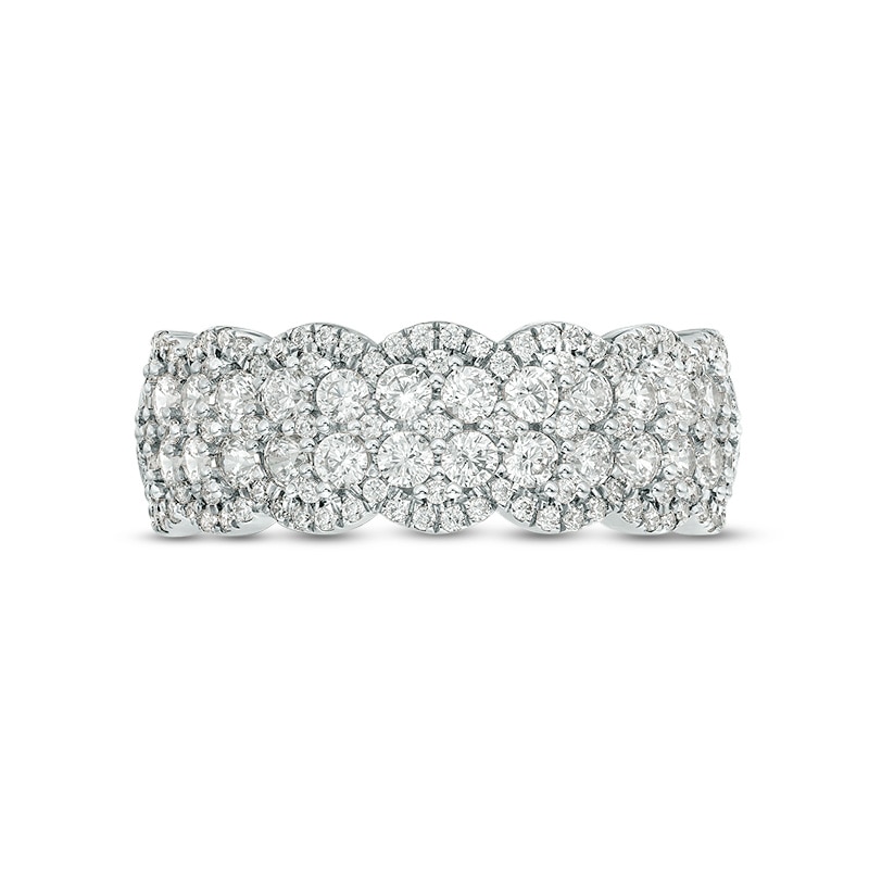 Main Image 4 of Previously Owned - 1 CT. T.W. Diamond Double Row Scallop-Edge Band in 10K White Gold