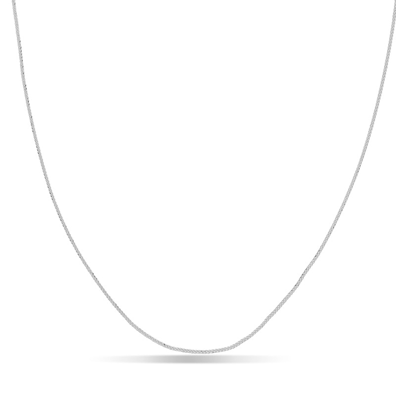 Main Image 1 of Previously Owned - Ladies' 0.88mm Adjustable Diamond-Cut Wheat Chain Necklace in 14K White Gold - 22"