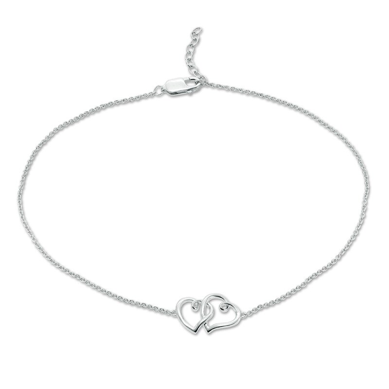 Main Image 1 of Previously Owned - Interlocking Loop Hearts Anklet in Sterling Silver - 10"